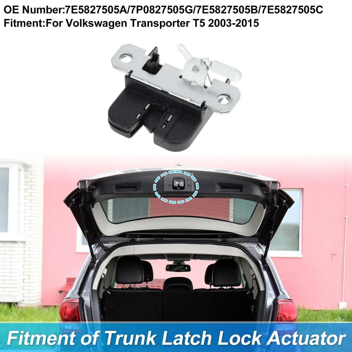 Rear Trunk Latch Lock Actuator for Volkswagen Transporter T5 (2003–2015) No. 7E5827505A