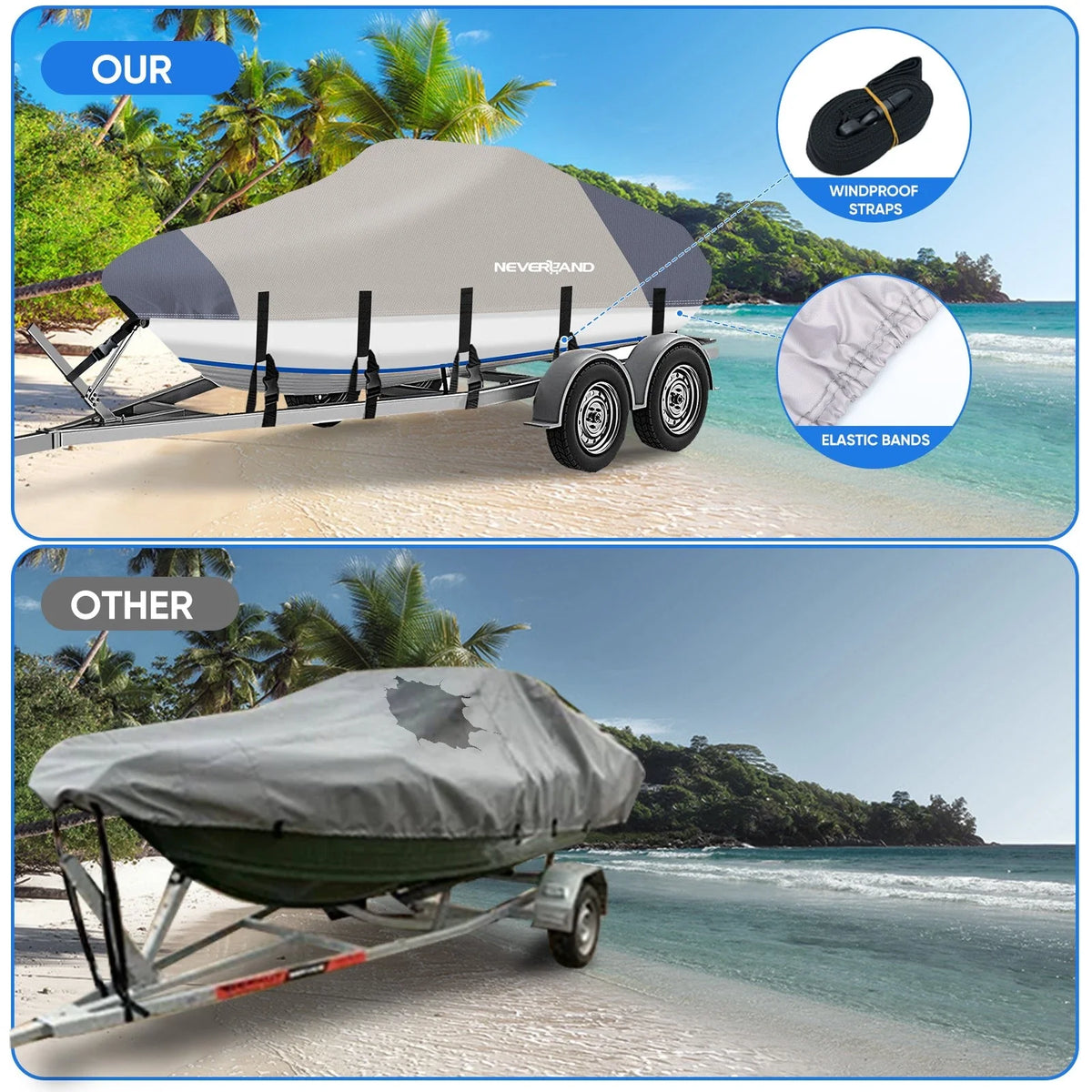 14ft to 16ft Waterproof Cover for V-Hull Speedboat