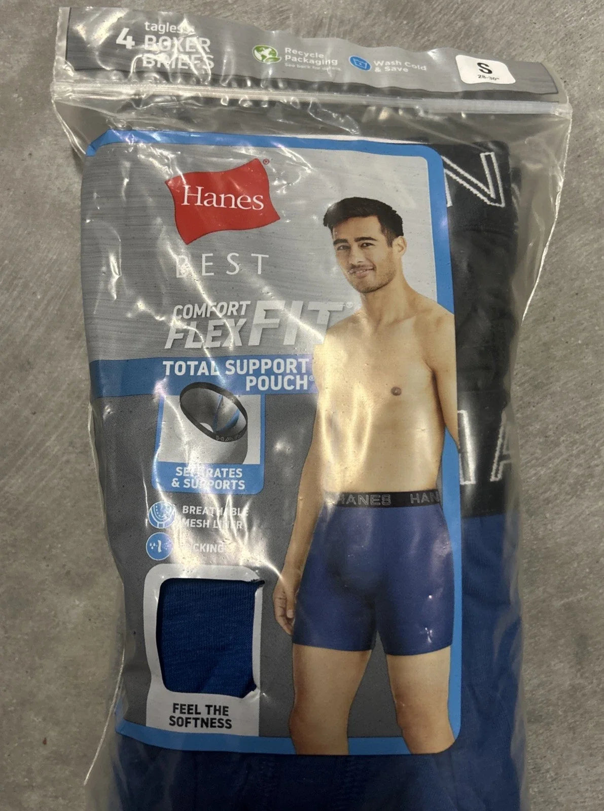 Set of 4 Boxer Briefs for Men - Comfort Flex Fit Total Support Pouch, Small