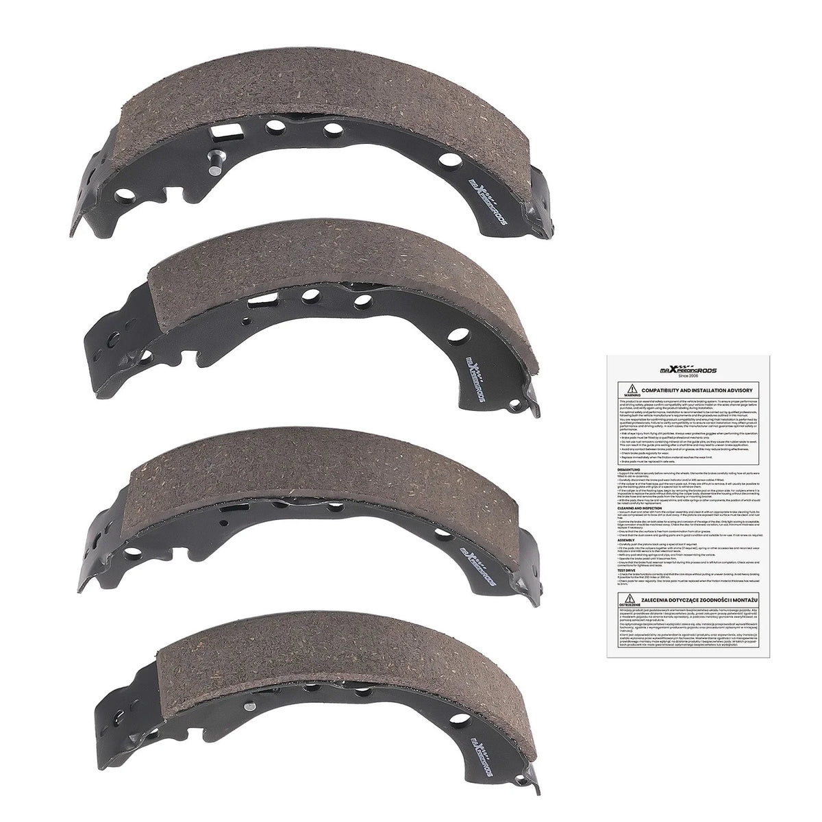 4X Rear Brake Shoe Set for Scion xD (2008-2014), iQ (2013)