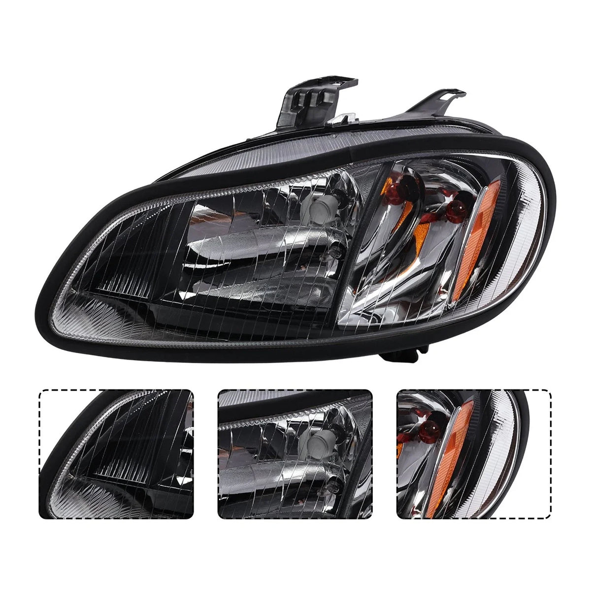 Pair of Headlight Assemblies w/ Bulbs for Freightliner M2 2002-2018