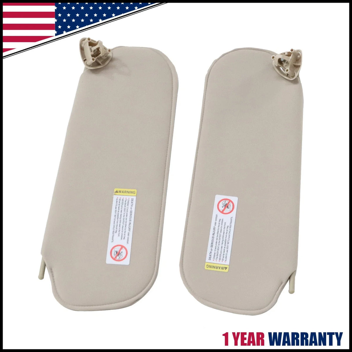 Pair of Beige Sun Visors for GMC Chevy Savana Express 2003-2019