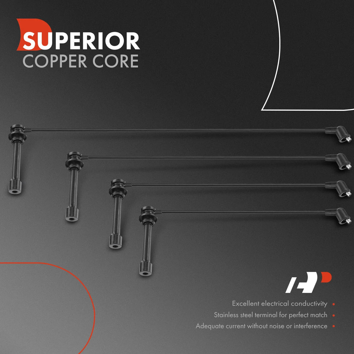 Spark Plug Wire Set (4 Pack) for Accord Odyssey Prelude 1990-1997