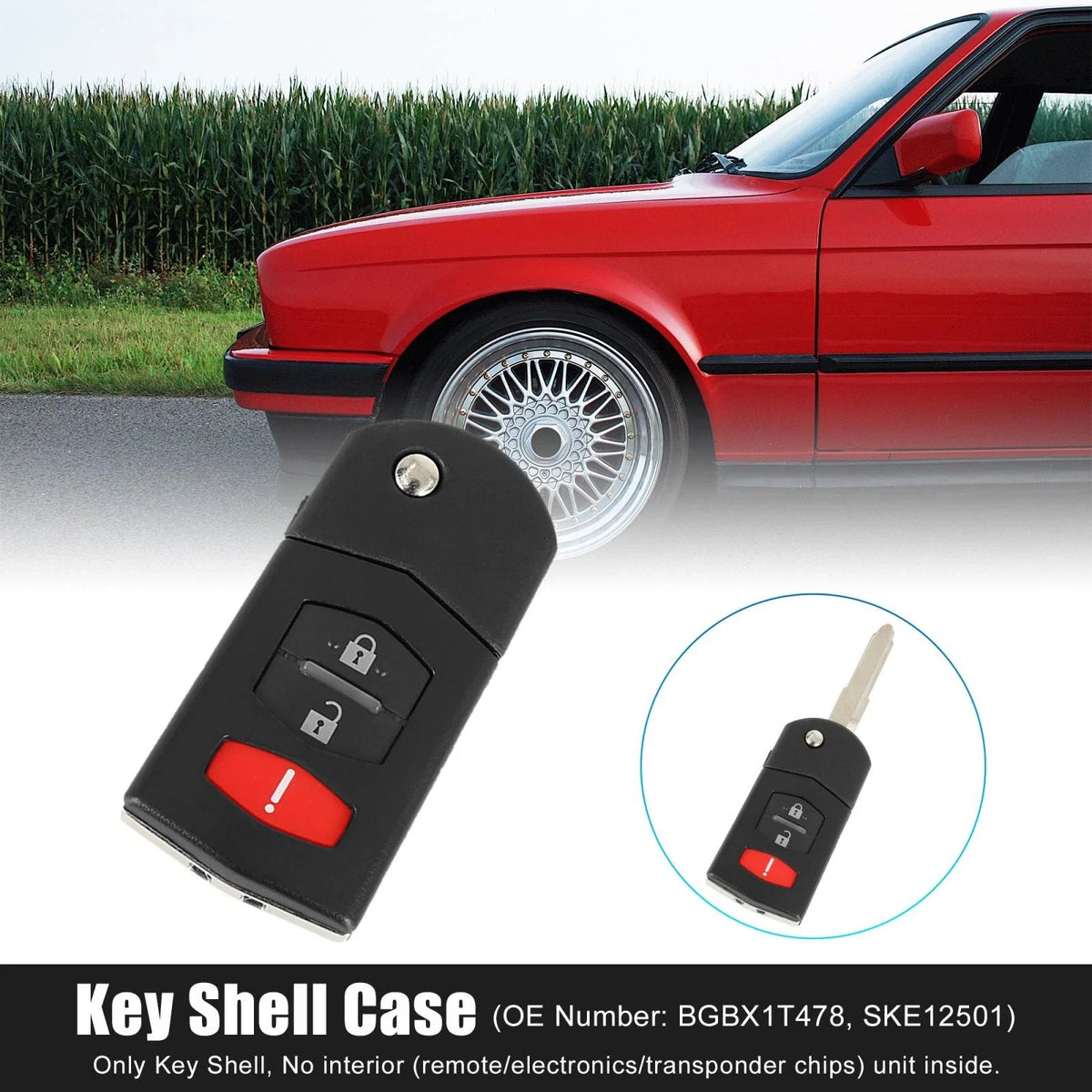 Keyless Remote Key Fob Shell Case BGBX1T478 for Mazda 3 (2011–2013)
