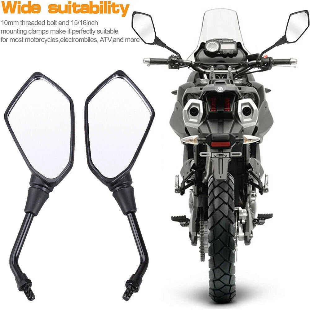 Set of 2 Motorcycle Rearview Mirrors 10mm for Honda XR650L XR250L XR350R