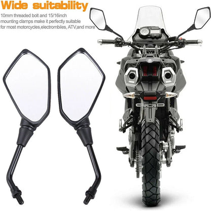 Set of 2 Motorcycle Rearview Mirrors 10mm for Honda XR650L XR250L XR350R