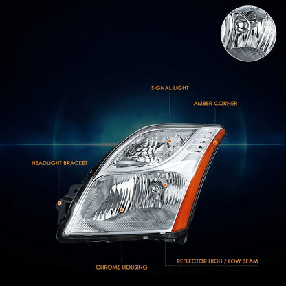 Left Headlight Lamp in Chrome for 2010-2012 Nissan Sentra