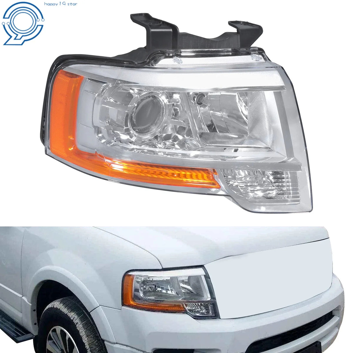 Halogen Projector Headlight Set (2) for Ford Expedition 2015-2017 Chrome