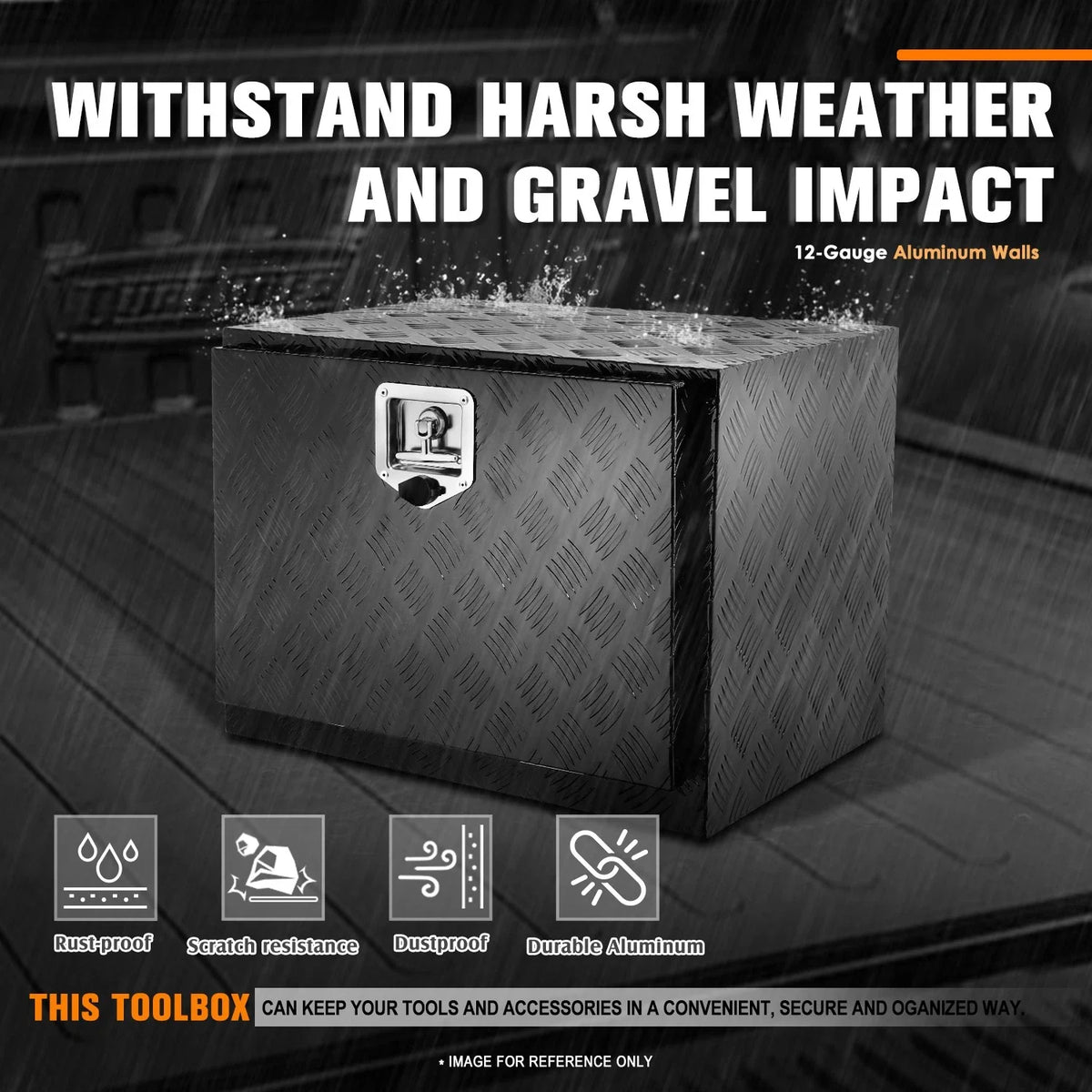 Diamond Tread Aluminum T-Bar Lock Tool Box for Trucks (24"x18"x17.7")