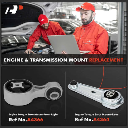 Pair of 2 Engine Torque Strut Mounts for 2014-2019 Nissan Rogue