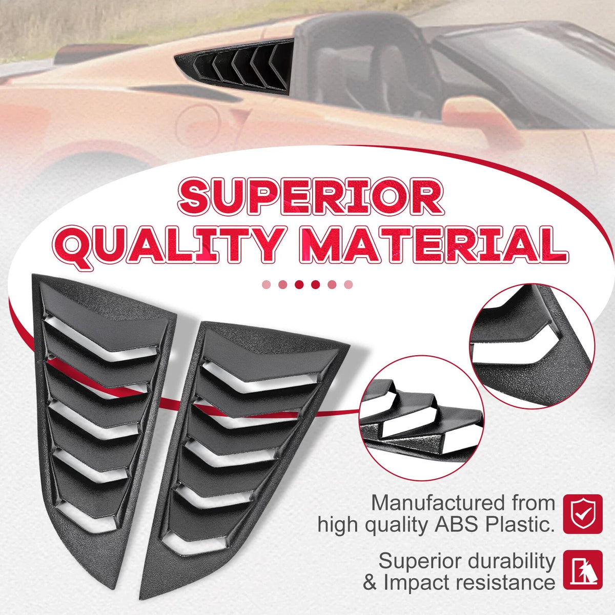 Louver Cover Sun Shade for Side Window of Corvette C7 2014-2019