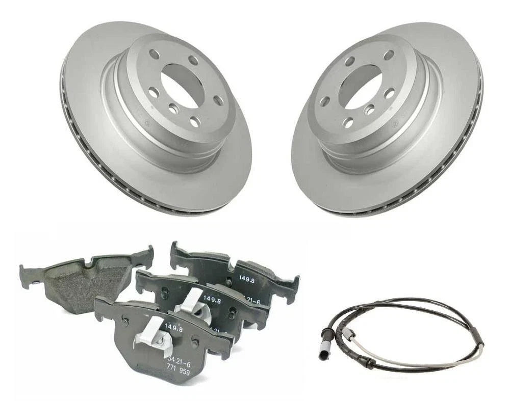 Set of 4 Rear Disc Brake Rotors and Pads with Wear Sensor for BMW E70 E71