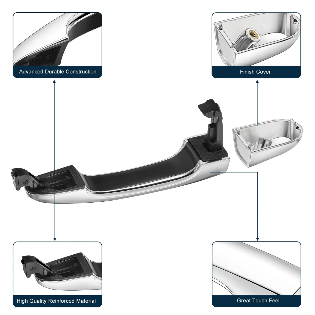 Rear Passenger Right Side Chrome Exterior Door Handle for Kia Sorento (2011–2015)