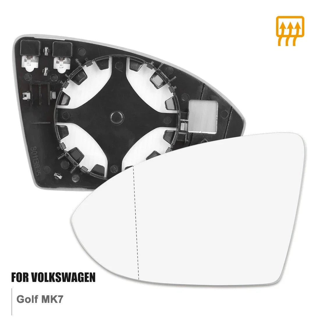 Heated Mirror Glass with Backing Plate LH for Volkswagen Golf (2015–2020)