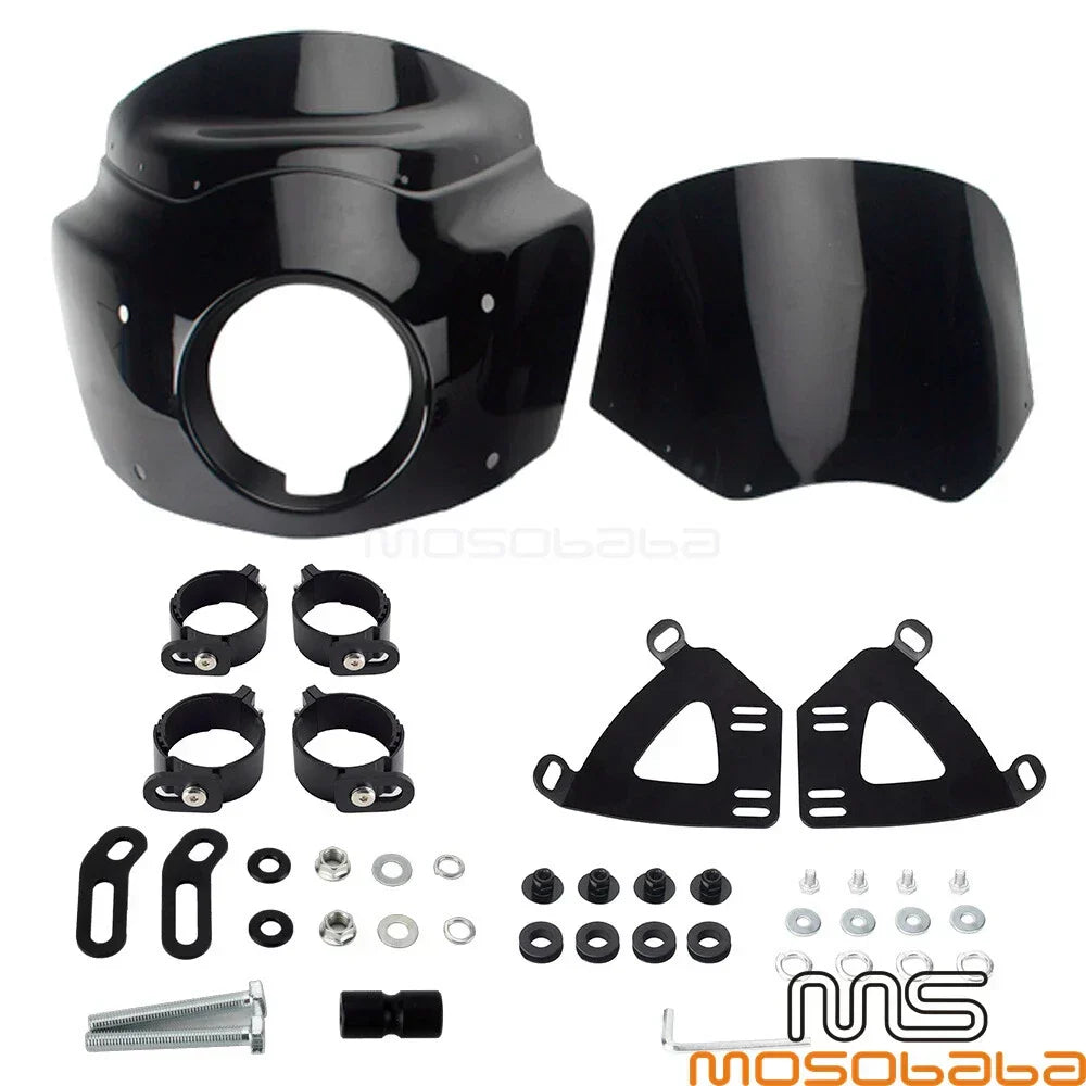 Front Fairing Headlight w/ Extension Blocks for Harley Motorcycle