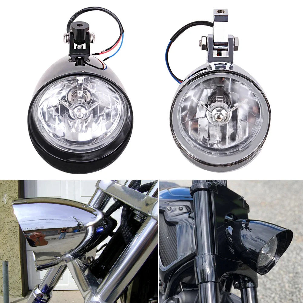Tri-Bar Bullet Headlight for Dyna Softail Harley Chopper