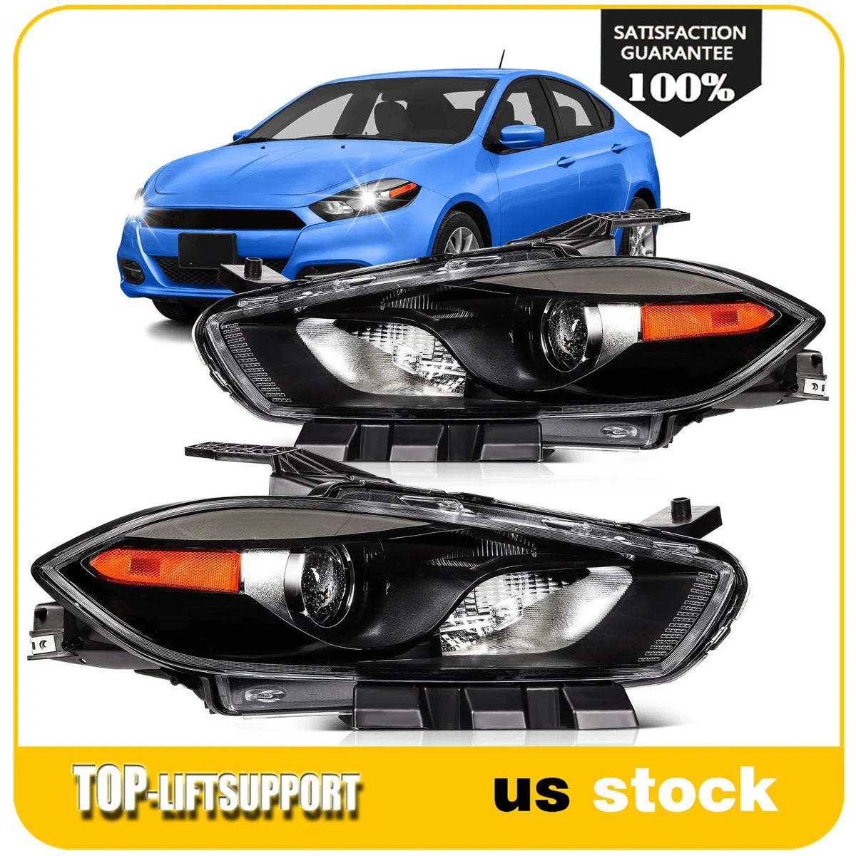 Headlight Assembly Pair for Dodge Dart (2013–2016)