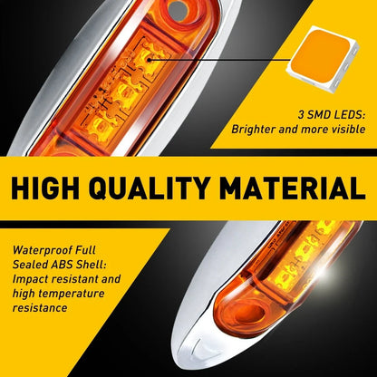 Amber LED Side Marker Light Set - 3X Waterproof for Truck Trailer RV