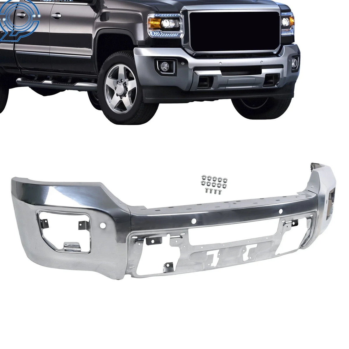 Chrome Front Bumper for GMC Sierra 2500HD (2015–2019) with Sensor Hole