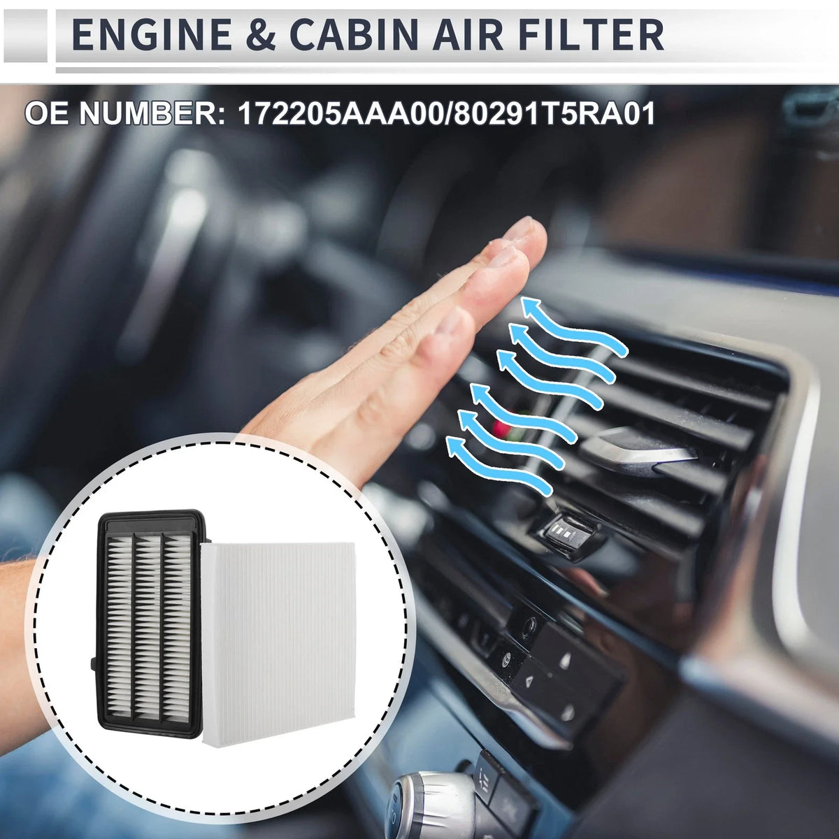 Engine Cabin Air Filter Combo for Honda CR-V 1.5L L4 (2017–2022)