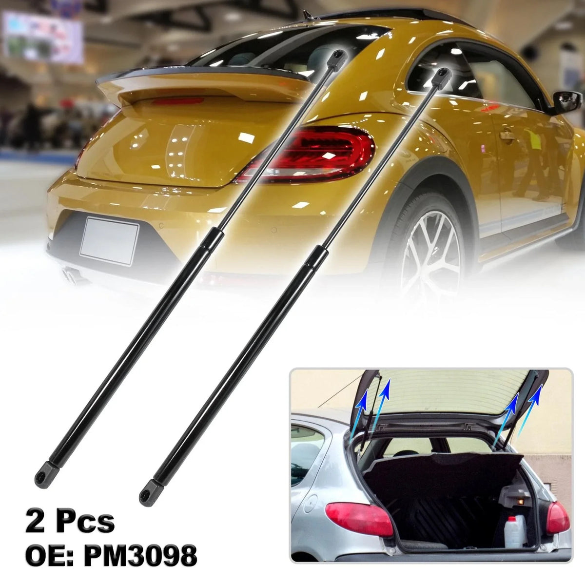 2X Rear Trunk Lift Supports Struts PM3098 for Volkswagen Beetle (1998–2010)