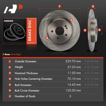 Rear Disc Brake Rotors for 2018-2023 Honda Odyssey
