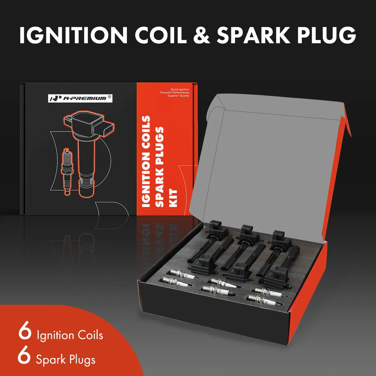 Set of 6 Ignition Coils & Iridium Spark Plugs for 1998-1999 Honda Passport