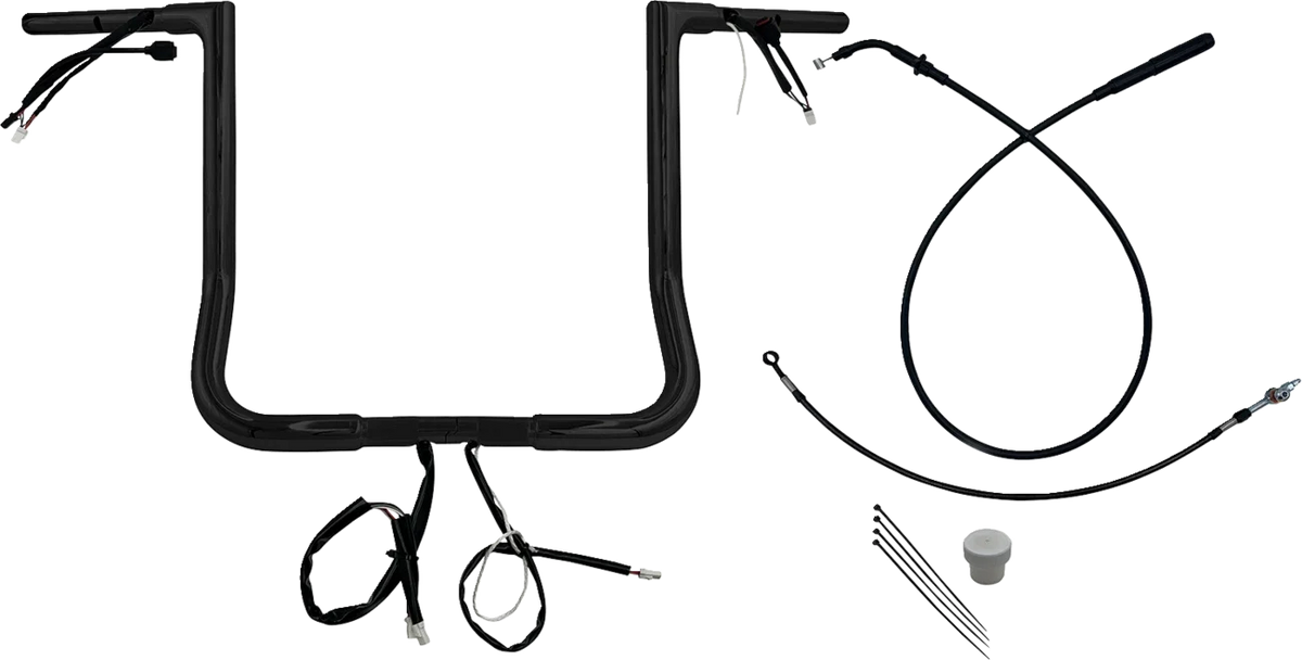 EZ Install Wired Handlebar Kit 1-1/4" Flat Top 16" for Harley Davidson