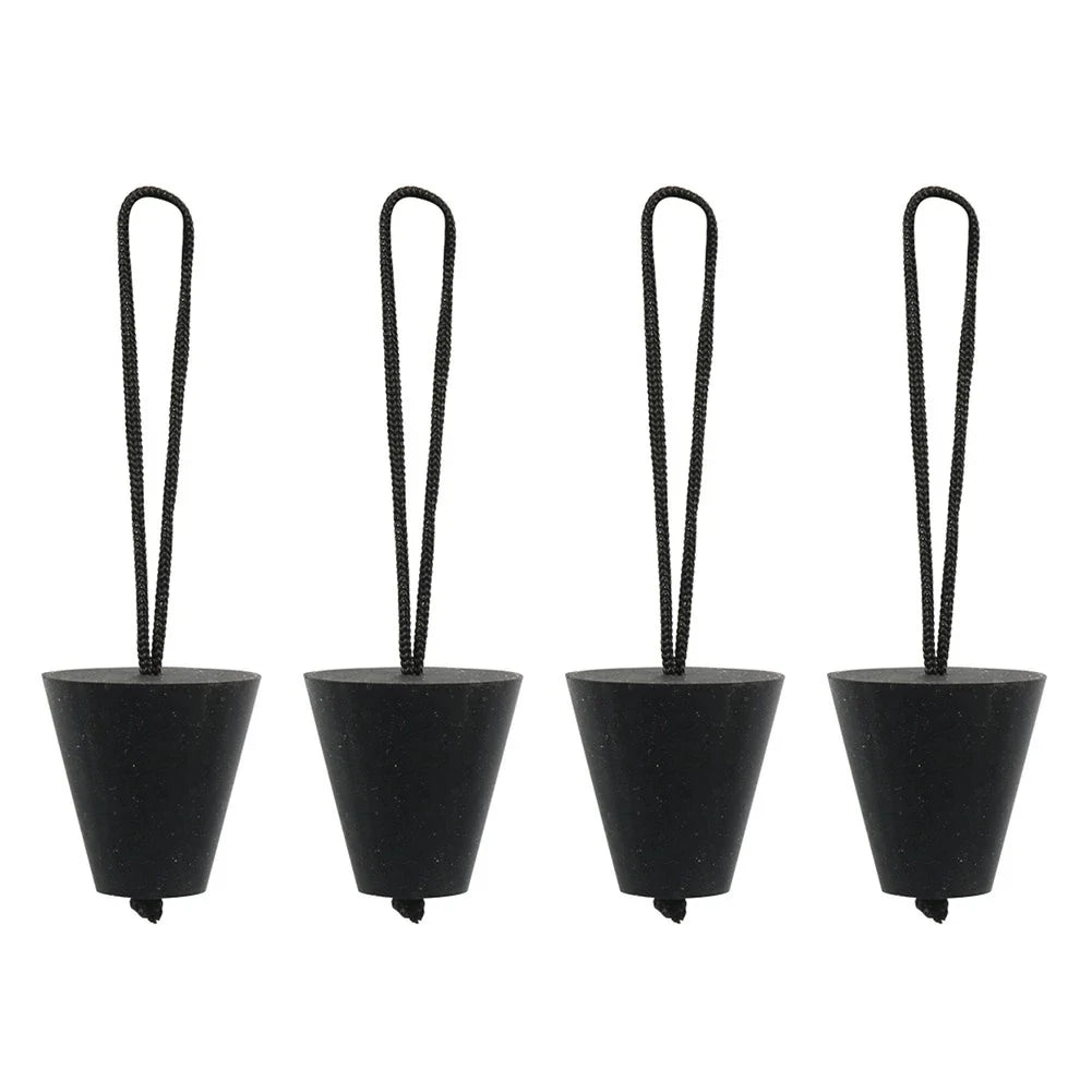 Set of 4 Scupper Plugs for Kayaks (3/4" to 1.5" Holes) Black