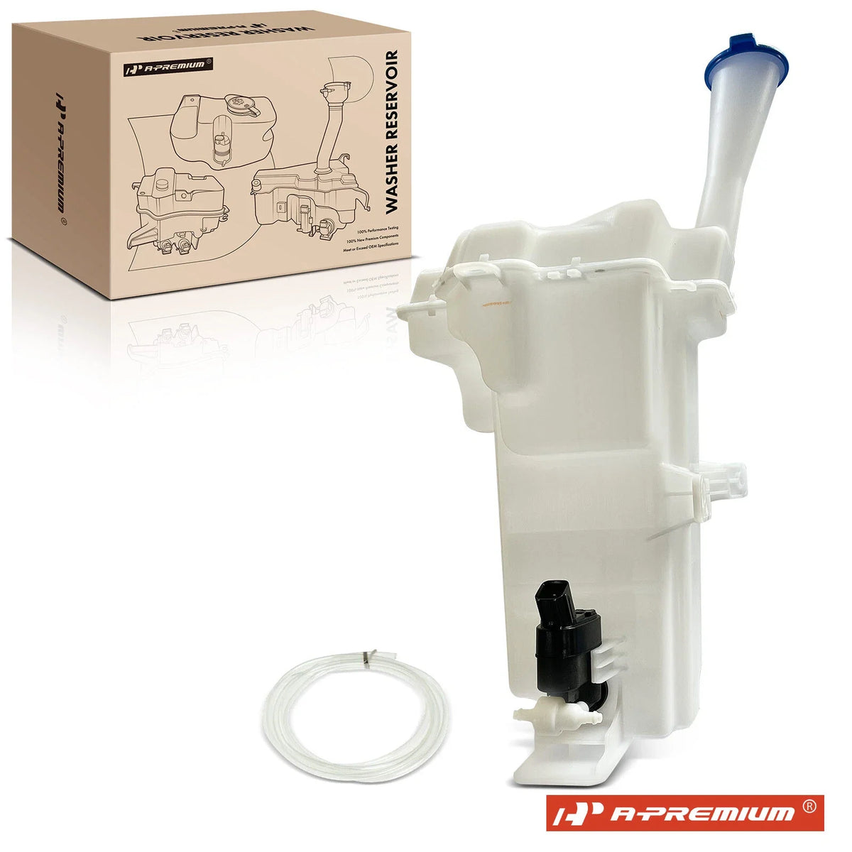 Windshield Washer Reservoir with Cap, Pump & Sensor for Kia Rio (2018–2020)