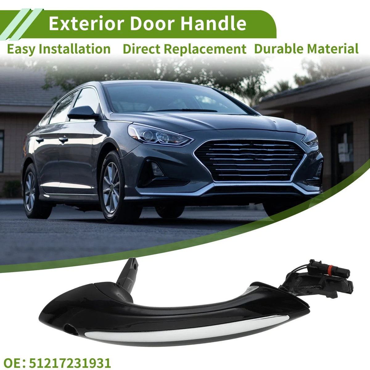 Exterior Door Handle for BMW F07 (2010–2017) Silver Tone Black Front Left