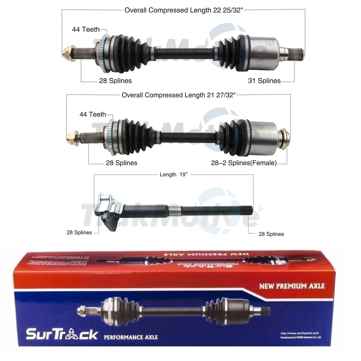 Set of 2 CV Axles with Intermediate Shafts for Ford AWD