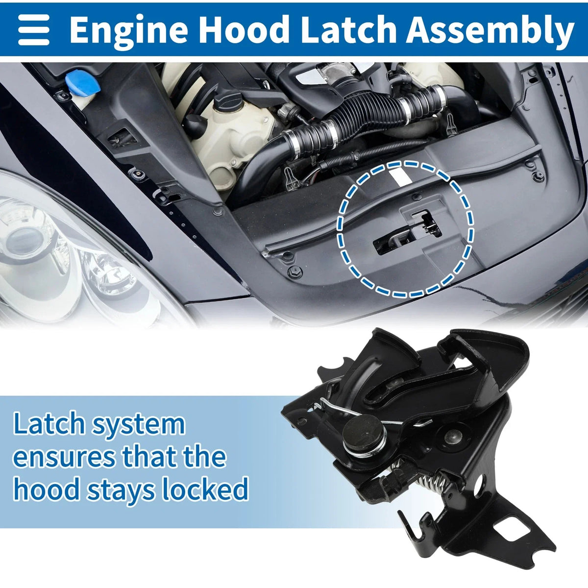 Hood Latch Assembly for Volkswagen Caddy MK2 (1995–2004) No. 1HM823509C