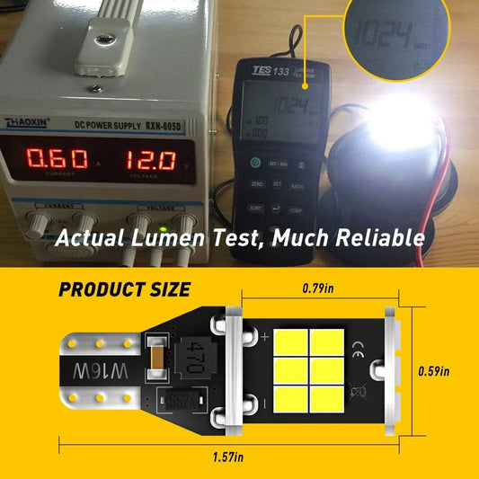 2X T15 921 912 6500K 15-LED Backup Reverse Light Bulbs for AUXITO