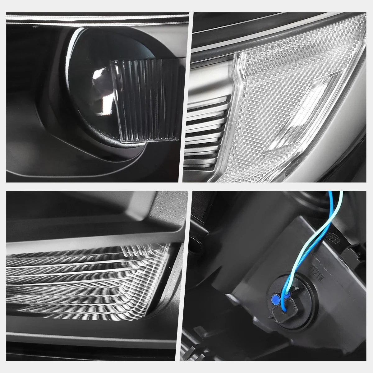 Black Housing Projector Headlight Set for Ford Edge (2015–2018)