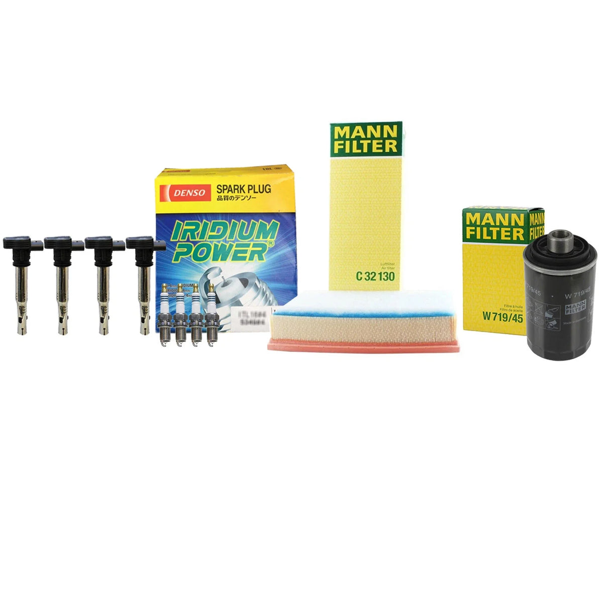 Set of 4 Mann Filters & 4 Denso Iridium Spark Plugs for Audi A4