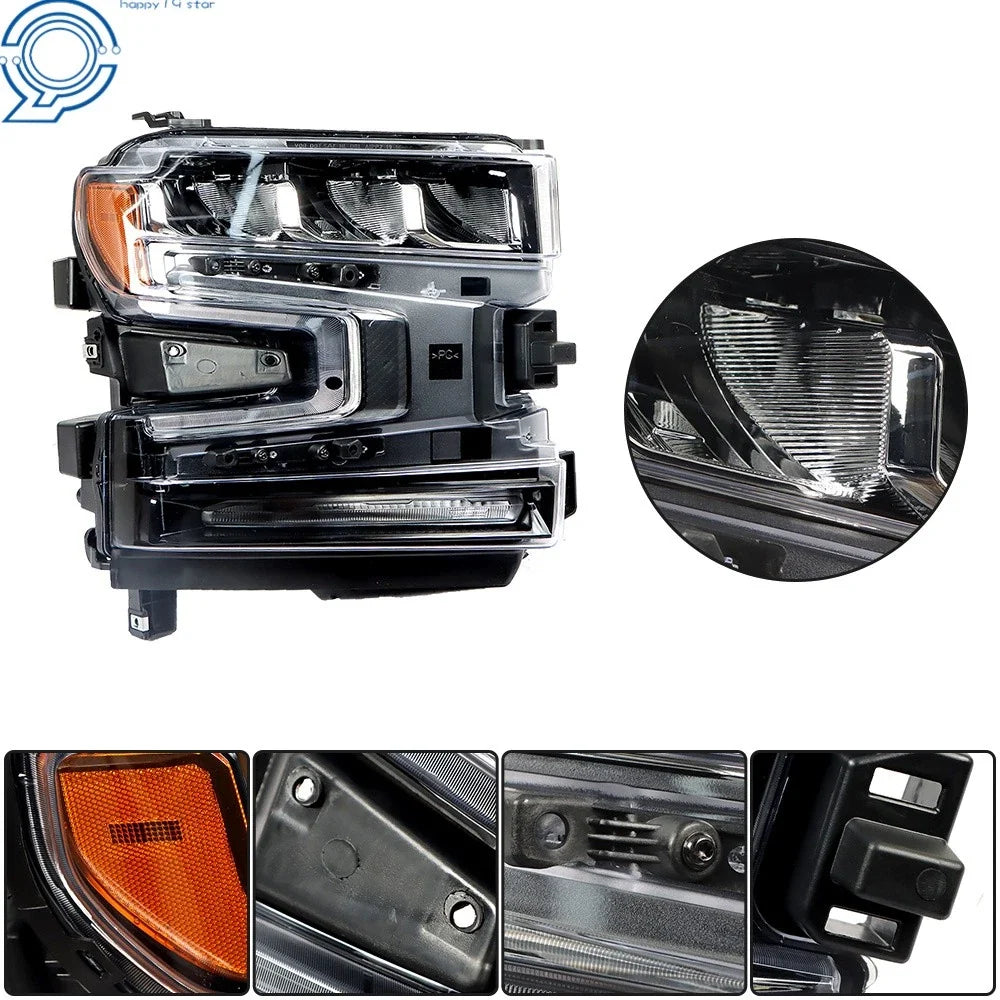 LED Headlight for Silverado 1500 (2019–2020) Black Housing Clear Lens Right