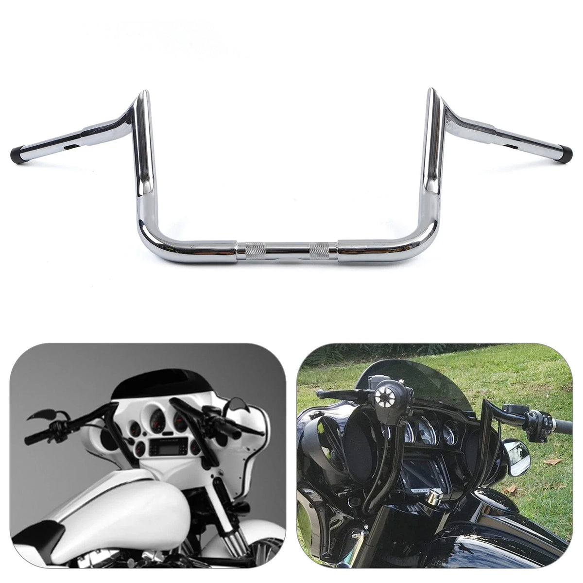 10" Meathook Ape Hanger Handlebars for Harley Touring Street Electra Glide