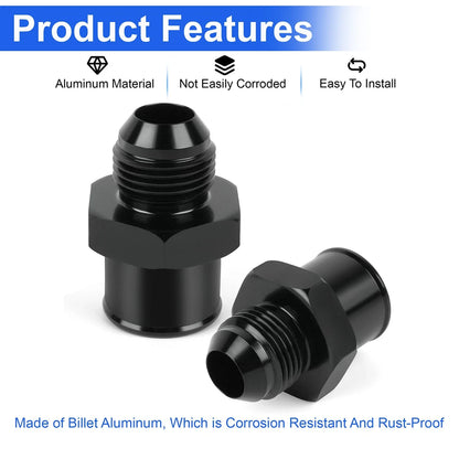 10AN Valve Cover Adapter Fittings - 2X Aluminum for Push-In Grommet Black