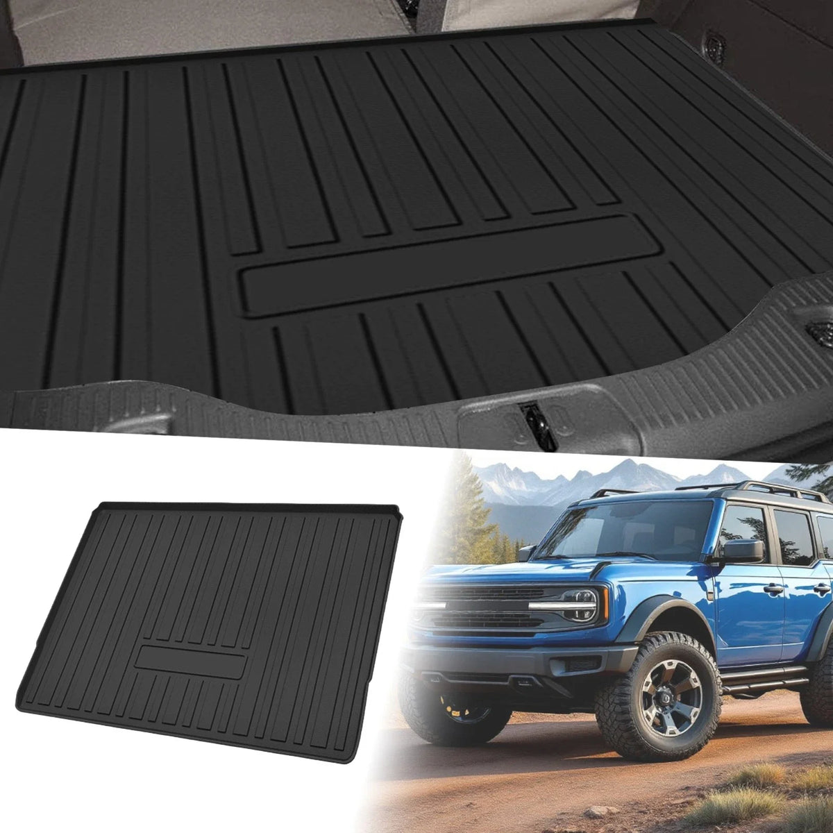 Flat Face Cargo Liner Rear Trunk Mat for Ford Bronco (2022–2024) TPE 1 Pc