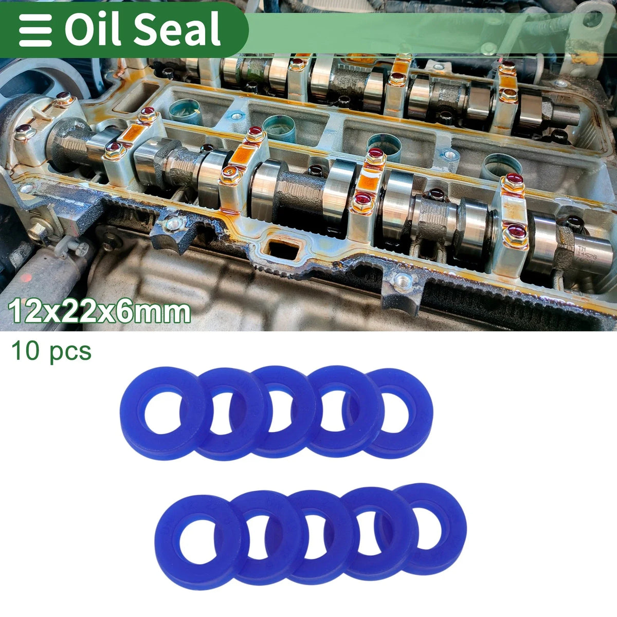 Set of 10 Oil Seal Rotary Shaft Seal 12x22x6mm High Pressure Blue