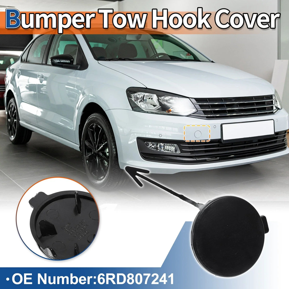Tow Hook Cover for Volkswagen Polo (2009–2017) No. 6RD807241 Unpainted