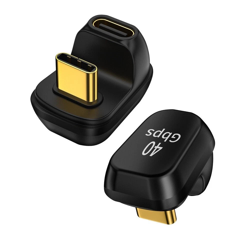 2Pcs USB Type C to C 180° U-Shaped Adapter for Universal Devices
