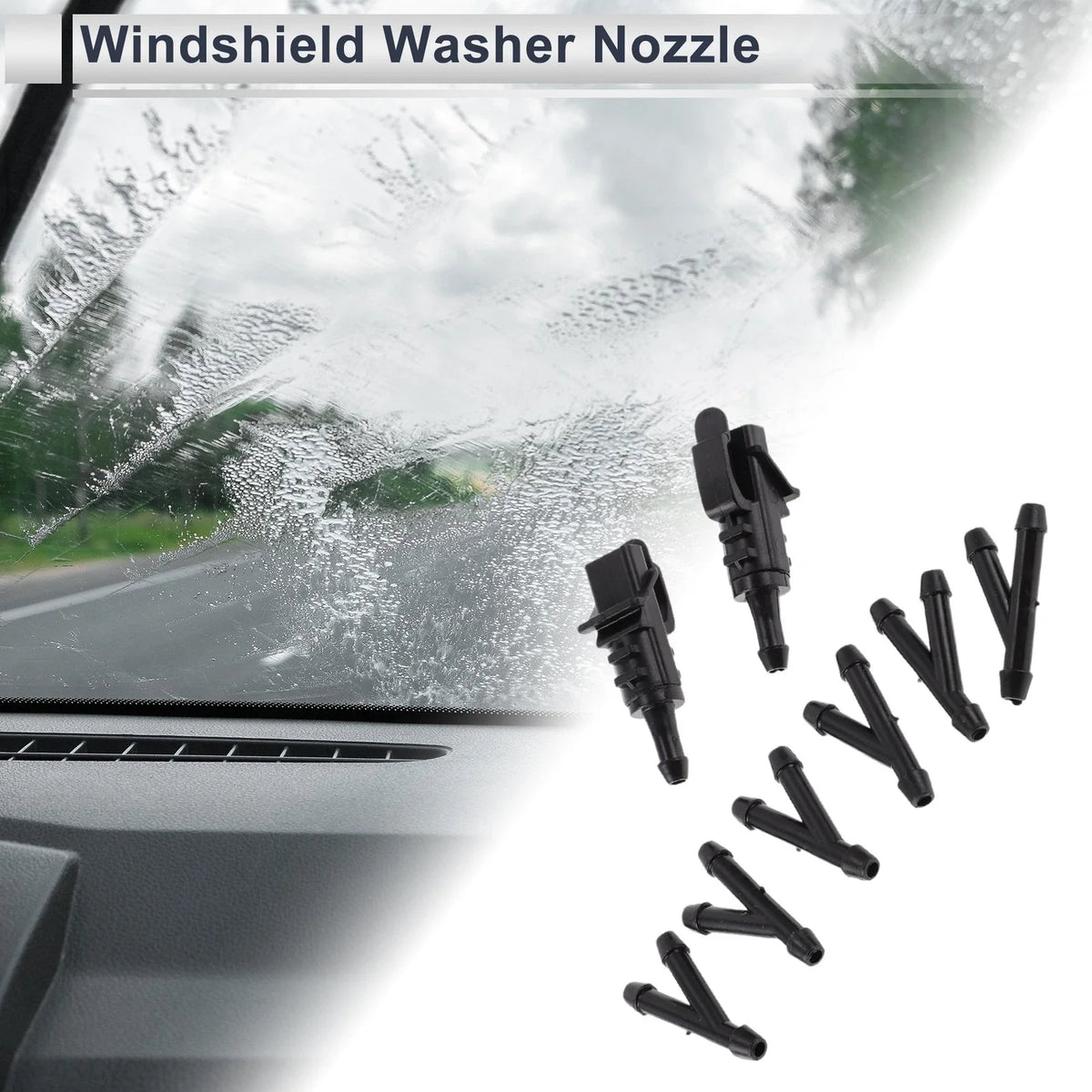 Set of 6 Windshield Washer Nozzles w/ Hose Connector for Kia (No. 986302L100)