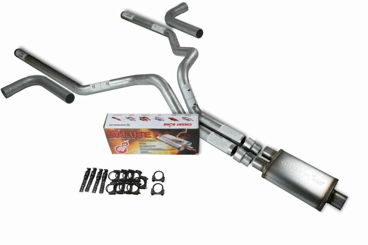 3" Dual Exhaust Kit for Dodge Ram 1500 (1994–2003) - Cherry Bomb Salute Side Exit