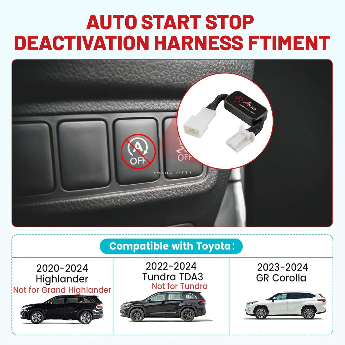 Start Stop Auto Disable Module for Toyota Highlander TDA3
