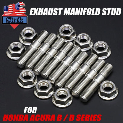 9-Piece Exhaust Manifold Studs for Acura Honda B/D Series B18 Civic Integra