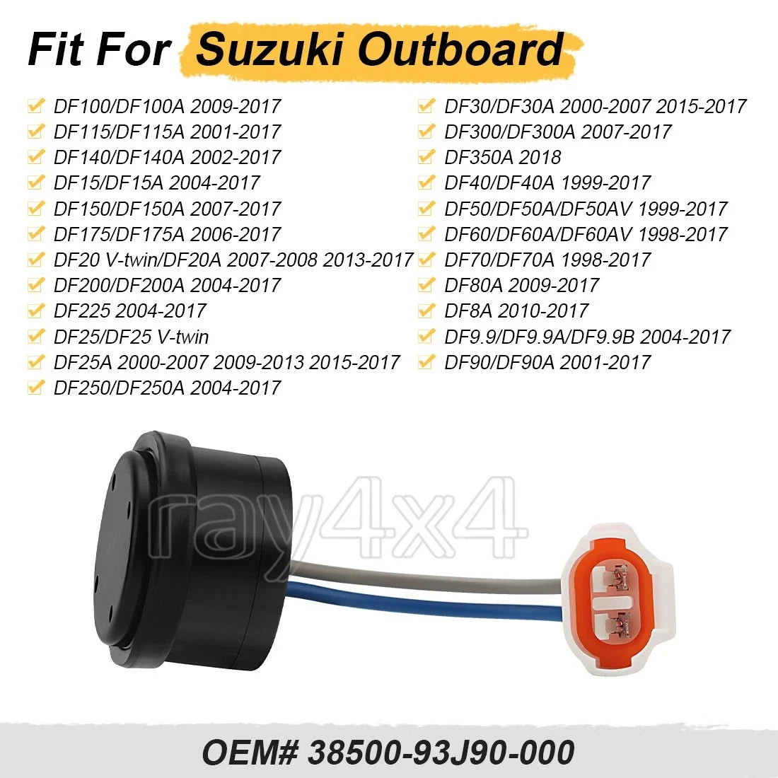 Buzzer 38500-93J90-000 for Suzuki DF150 DF175 DF200 DF225 DF250 DF300 (2000–2023)