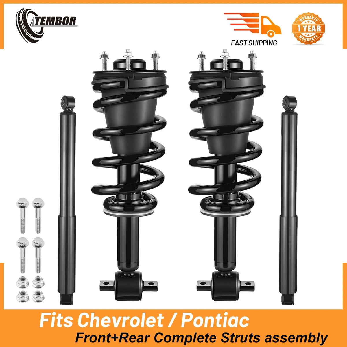 Front & Rear Shocks Struts Assembly for Chevrolet Silverado Sierra (2007–2013)