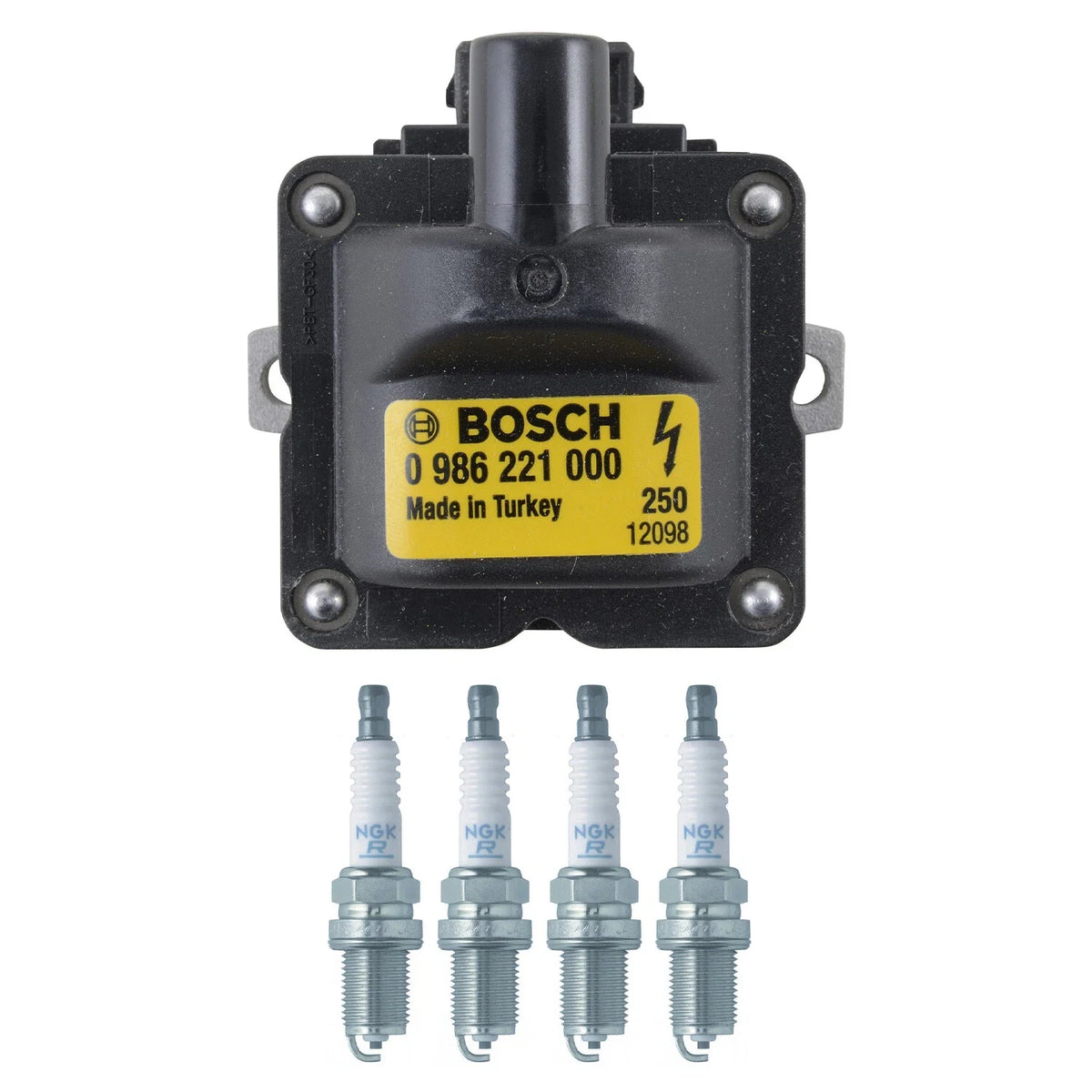Set of 4 Bosch Ignition Coils & NGK Spark Plugs for Neon Celica Golf (1995–2005)